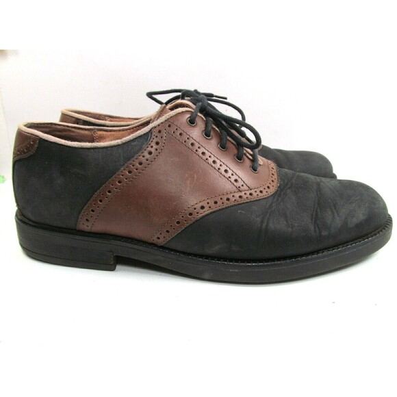 Florsheim Leather Saddle Oxfords  Black And Brown Mens Size 11 M Made In Italy - Picture 2 of 12
